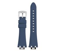 POYNMRE Compatible With MAURICE LACROIX AIKON Rubber Strap Connector AI1008 Bracelet Quick Release Metal Steel Head Silicone Watch Band(Blue silver pin)