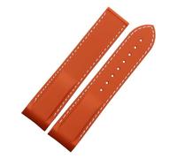 POYNMRE Compatible With Omega Seamaster 300 Speedmaster Silicone Strap Blue Orange 20 22mm Curved End Hamilton Rubber Folding Buckle WatchBand(Orange-white-no,20mm)