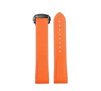 POYNMRE Compatible With Omega Seamaster 300 Speedmaster Silicone Strap Blue Orange 20 22mm Curved End Hamilton Rubber Folding Buckle WatchBand(Orange-white-black,20mm)