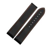 POYNMRE Compatible With Omega Seamaster 300 Speedmaster Silicone Strap Blue Orange 20 22mm Curved End Hamilton Rubber Folding Buckle WatchBand(Black orange-noclasp,22mm)