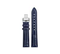 POYNMRE Compatible With Rossini Alligator Watch Strap 3401/2402/7713/9461 Tissot Longines Casio Blue Crocodile Watch Strap 14mm 16mm 18mm 20mm 22mm(Blue-silver B,21mm-width)