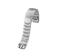 POYNMRE Compatible With Swatch YTS401 402 403G 409 713 YTB400 Curved End Solid Stainless Steel Watch Strap 20mm Folding Buckle Metal Watchband Chain(Silver)