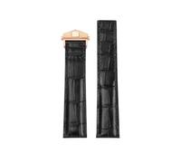 POYNMRE Compatible With TAG HEUER CARRERA Crocodile Leather Strap 19mm 20mm 22mm Men Genuine Folding Buckle Watchband Bracelet Accessories(Black-rose gold,22mm)