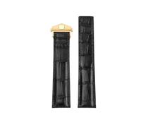POYNMRE Compatible With TAG HEUER CARRERA Crocodile Leather Strap 19mm 20mm 22mm Men Genuine Folding Buckle Watchband Bracelet Accessories(Black-gold,22mm)