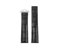 POYNMRE Compatible With TAG HEUER CARRERA Crocodile Leather Strap 19mm 20mm 22mm Men Genuine Folding Buckle Watchband Bracelet Accessories(Black-Silver,19mm)