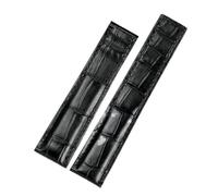 POYNMRE Compatible With TAG HEUER CARRERA Crocodile Leather Strap 19mm 20mm 22mm Men Genuine Folding Buckle Watchband Bracelet Accessories(Black no buckle,20mm)
