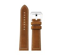POYNMRE Compatible With Zenith Pilot Bronze Luminox 3051 Genuine Leather WatchBand 23mm Black Retro Dark Brown Cowhide Watch Strap Men's Bracelet(Light brown Silver)