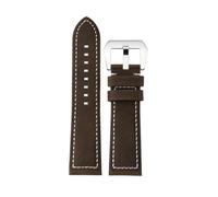 POYNMRE Compatible With Zenith Pilot Bronze Luminox 3051 Genuine Leather WatchBand 23mm Black Retro Dark Brown Cowhide Watch Strap Men's Bracelet(Dark brown Silver)