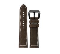 POYNMRE Compatible With Zenith Pilot Bronze Luminox 3051 Genuine Leather WatchBand 23mm Black Retro Dark Brown Cowhide Watch Strap Men's Bracelet(Dark brown black)