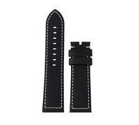 POYNMRE Compatible With Zenith Pilot Bronze Luminox 3051 Genuine Leather WatchBand 23mm Black Retro Dark Brown Cowhide Watch Strap Men's Bracelet(Black White no clasp)