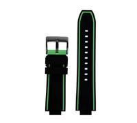 POYNMRE Convex Interface Silicone Watch Strap Compatible With Citizen Red Devils Series CC3079-11E CC3075-80E CC3039-08 Rubber Watchband(Black Green-black)