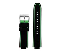 POYNMRE Convex Interface Silicone Watch Strap Compatible With Citizen Red Devils Series CC3079-11E CC3075-80E CC3039-08 Rubber Watchband(Black Green-silver)