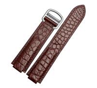 POYNMRE Crocodile Leather Watch Strap Compatible With Cartier Blue Balloon WSBB0025 W69012Z4 14-8mm 16-8mm 18-11mm 20-12mm 22-14mm Convex Watchband(Brown silver clasp,18-11mm)