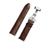 POYNMRE Crocodile Pattern Genuine Leather Strap Business Replace Watch Band 12/14/16/17/18mm 20mm 22mm 24mm With Butterfly Buckle Straps(Brown,14mm)