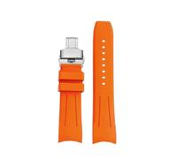 POYNMRE Curved End Fluoro Rubber Watch Strap 22mm Men's Compatible With Citizen Blue Angel Second Generation Jy8078 Watchband Stainless Steel Buckle(Orange-SK Folding)