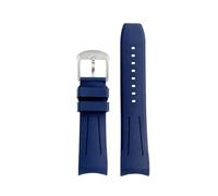 POYNMRE Curved End Fluoro Rubber Watch Strap 22mm Men's Compatible With Citizen Blue Angel Second Generation Jy8078 Watchband Stainless Steel Buckle(Blue-silver pin)