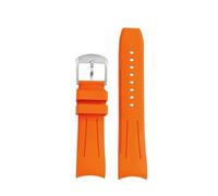 POYNMRE Curved End Fluoro Rubber Watch Strap 22mm Men's Compatible With Citizen Blue Angel Second Generation Jy8078 Watchband Stainless Steel Buckle(Orange-silver pin)