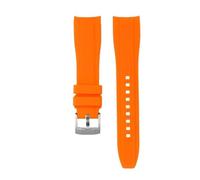 POYNMRE Curved End Rubber Strap Compatible With Rolex Water Ghost Compatible With Seiko Mido Helmsman Casio Swordfish Arc Waterproof Diving Silicone Watchband 22mm(Orange-silver A,23mm)