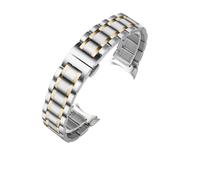 POYNMRE Curved End Stainless Steel Watchband Compatible With Tissot 1853 Couturier T035 14/16/17/18/22/24mm Watch Band Women Men's Strap Bracelet(Silvery Gold-Curved,16mm)