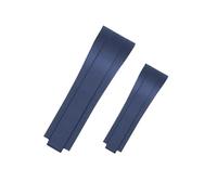 POYNMRE Curved Rubber Watchband Soft Silicone Strap Compatible With Rolex Compatible With Oysterflex Men Women Sport Bracelet Folding Buckle Wristbelt Band 20mm(Blue)