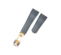 POYNMRE Curved Rubber Watchband Soft Silicone Strap Compatible With Rolex Compatible With Oysterflex Men Women Sport Bracelet Folding Buckle Wristbelt Band 20mm(Grey-Silver Gold)