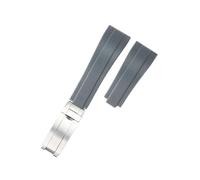 POYNMRE Curved Rubber Watchband Soft Silicone Strap Compatible With Rolex Compatible With Oysterflex Men Women Sport Bracelet Folding Buckle Wristbelt Band 20mm(Grey-Matter Silver)