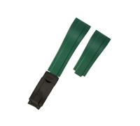 POYNMRE Curved Rubber Watchband Soft Silicone Strap Compatible With Rolex Compatible With Oysterflex Men Women Sport Bracelet Folding Buckle Wristbelt Band 20mm(Green-Black)