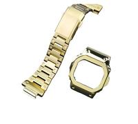 POYNMRE DW5600 Mod Kit Compatible With Casio 3229 DW-5600 5610 Case+strap Metal Modification For Men GW-M5610 GW-B5600 Stainless Steel Band(Gold case-strap,5610mm)