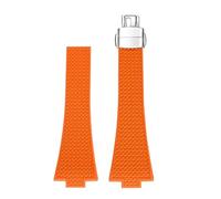 POYNMRE FKM Strap Compatible With Tissot PRX Series Super Player Convex Men Fluoro Rubber Quick Release Butterfly Buckle Watch Band Accessories 12mm(Orange Clasp,12mm)