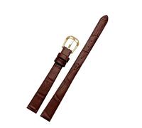POYNMRE For any Fashion leather watchband women's mini Slim small size band 6mm 8mm 10 12 14 16mm black brown red white blue strap(B brown golden,14mm)