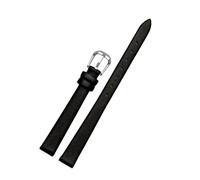 POYNMRE For any Fashion leather watchband women's mini Slim small size band 6mm 8mm 10 12 14 16mm black brown red white blue strap(A black silver,16mm)