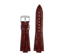 POYNMRE Genuine Leather Watchband Compatible With Tissot PRX Super Player T137.407 Series Stainless Steel Watch Band Strap Bracelet Accessories 12mm(Brown-silver A)