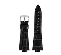 POYNMRE Genuine Leather Watchband Compatible With Tissot PRX Super Player T137.407 Series Stainless Steel Watch Band Strap Bracelet Accessories 12mm(Black-silver A)