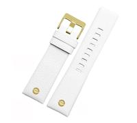 POYNMRE Genuine Leather Watchband Watch Belt Compatible With Die-sel Strap DZ1657 DZ1405 DZ1206 DZ4323 DZ7313 DZ7257 Male 24mm 26mm 28mm Black Brown(White-gold nails,28mm)