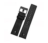 POYNMRE Genuine Leather Watchband Watch Belt Compatible With Die-sel Strap DZ1657 DZ1405 DZ1206 DZ4323 DZ7313 DZ7257 Male 24mm 26mm 28mm Black Brown(Black-black nails,30mm)