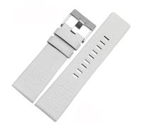 POYNMRE Genuine Leather Watchband Watch Belt Compatible With Die-sel Strap DZ1657 DZ1405 DZ1206 DZ4323 DZ7313 DZ7257 Male 24mm 26mm 28mm Black Brown(White-silver,24mm)