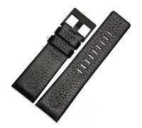 POYNMRE Genuine Leather Watchband Watch Belt Compatible With Die-sel Strap DZ1657 DZ1405 DZ1206 DZ4323 DZ7313 DZ7257 Male 24mm 26mm 28mm Black Brown(Black-black,28mm)