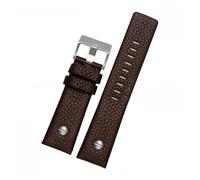 POYNMRE Genuine Leather Watchband Watch Belt Compatible With Die-sel Strap DZ1657 DZ1405 DZ1206 DZ4323 DZ7313 DZ7257 Male 24mm 26mm 28mm Black Brown(Brown-silver nails,28mm)