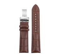 POYNMRE Genuine Leather Wristband Compatible With Casio Watch Strap Men's And Women's BEM506 MDV106 EFR-303D Swordfish Bracelet 20 22MM Watchband(A Brown silver,16mm)