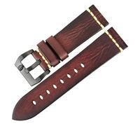 POYNMRE Handmade Genuine Cow Leather Watch Band Vintage Blue Watchband Bracelet 20mm 22mm 24mm Strap(DarkBrown Black,23mm)