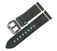 POYNMRE Handmade Genuine Cow Leather Watch Band Vintage Blue Watchband Bracelet 20mm 22mm 24mm Strap(Green Black,26mm)