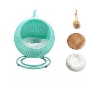 POYNMRE Handmade Rattan Cat Nest, Rattan Cat Nest And Cat Cage Washable Cat Hanging Basket Universal Dog Sleeping Basket For All Seasons Breathable Pet Bed(Grass green)