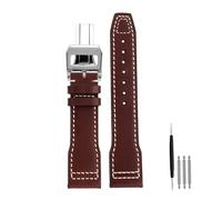 POYNMRE High quality Italian Cow Leather Watchband Compatible With IWC big Pilot IW388103 IW378005/003/001 Mark 18 men Watch Strap 20 21mm Bracelet(Brown silver folding,20mm)