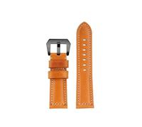POYNMRE Leather Watch Strap Compatible With Panerai Retro Cowhide Bracelet 22mm 24 26mm Men Wristband Accessories(Light brown black,26mm)