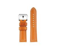 POYNMRE Leather Watch Strap Compatible With Panerai Retro Cowhide Bracelet 22mm 24 26mm Men Wristband Accessories(Light brown Silver,26mm)
