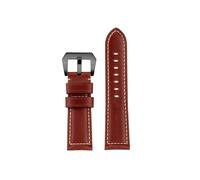 POYNMRE Leather Watch Strap Compatible With Panerai Retro Cowhide Bracelet 22mm 24 26mm Men Wristband Accessories(Brown black,22mm)