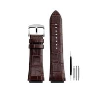 POYNMRE Man Genuine Leather Watch Strap Band Compatible With GUESS W0247G3 W0040G3 W0040G7 Series Watches Blue Black Brown 22mm(Brown Silver)