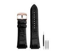 POYNMRE Man Genuine Leather Watch Strap Band Compatible With GUESS W0247G3 W0040G3 W0040G7 Series Watches Blue Black Brown 22mm(Black Rose Gold)