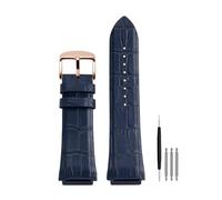 POYNMRE Man Genuine Leather Watch Strap Band Compatible With GUESS W0247G3 W0040G3 W0040G7 Series Watches Blue Black Brown 22mm(Blue Rose Gold)