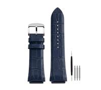 POYNMRE Man Genuine Leather Watch Strap Band Compatible With GUESS W0247G3 W0040G3 W0040G7 Series Watches Blue Black Brown 22mm(Blue Silver)